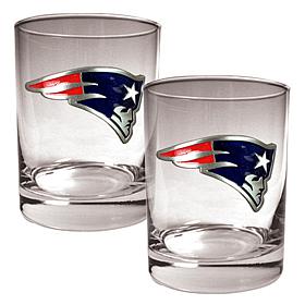 New England Patriots 2pc Rocks Glass Set