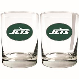 New York Jets 2pc Rocks Glass Set