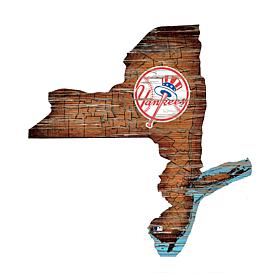 New York Yankees 24in. Distressed State w/Logo Sign  