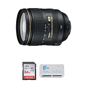 Nikon NIKKOR 24-120mm f/4G ED VR Lens Bundle w/SD Card & Card Reader