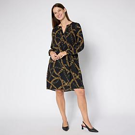 Nina Leonard Balloon-Sleeve Dress with Pockets