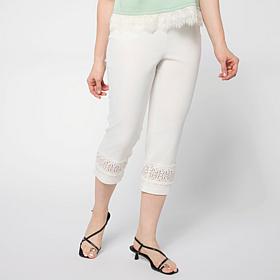 Nina Leonard Cropped Pant with Inset Lace