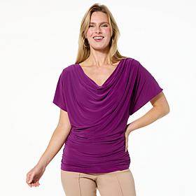 Nina Leonard Drape Neck Dolman Sleeve Top