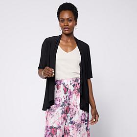 Nina Leonard Draped Front Cardigan