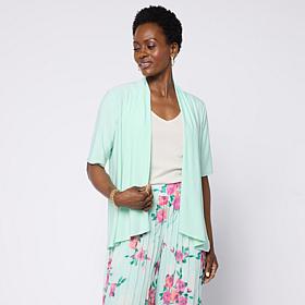 Nina Leonard Draped Front Cardigan
