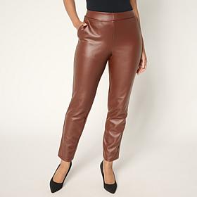 Nina Leonard Elastic Waist Faux Leather Narrow Pant