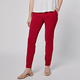 Nina Leonard Elastic Waist Slim Leg Pant with Invisible Zipper Pockets