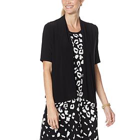 Nina Leonard Elbow-Sleeve Drape-Front Bolero