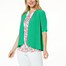 Nina Leonard Elbow-Sleeve Drape-Front Bolero