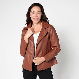 Nina Leonard Faux Leather Moto Jacket