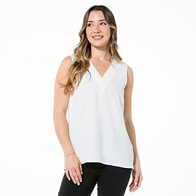 Nina Leonard Layered V-Neck Float Tank Top