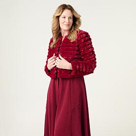 Nina Leonard Long Sleeve Faux Fur Bolero Top