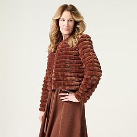 Nina Leonard Long Sleeve Faux Fur Bolero Top