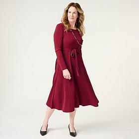 Nina Leonard Lurex Sylvia Sash Dress