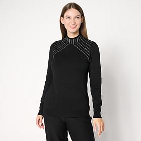 Nina Leonard Mock Neck Long Sleeve Sweater Top