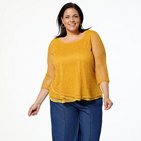 Nina Leonard Novelty Sequin Open Knit Top