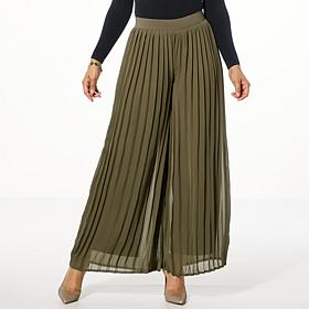 Nina Leonard Pleated Chiffon Palazzo Pant