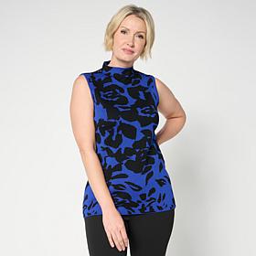 Nina Leonard Printed Mock Neck Sweater Tank