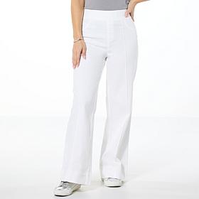 Nina Leonard Pull-On Denim Wide Leg Pant