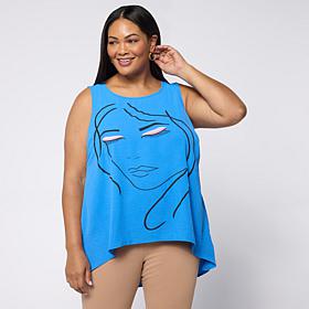 Nina Leonard Round Neck Sleeveless Top