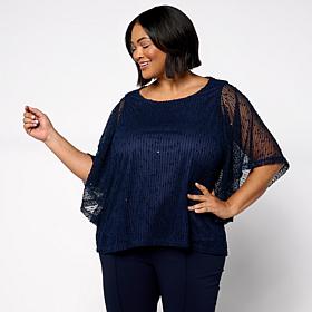 Nina Leonard Scoop Neck Dolman Sleeve Knit Top