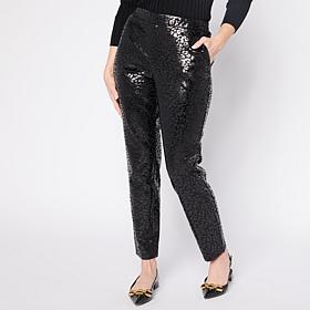 Nina Leonard Scuba Knit Narrow Leg Trouser Printed Pant