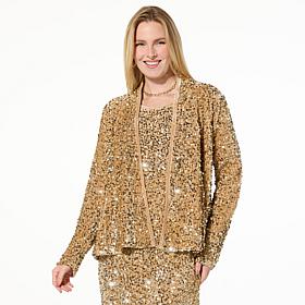 Nina Leonard Sequin Knit Cascade Bolero