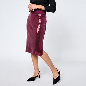 Nina Leonard Sequin Sweater Knit Skirt