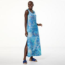 Nina Leonard Sleeveless Burnout Tie Dye Maxi Dress