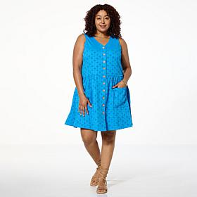 Nina Leonard Sleeveless Button Front Dress