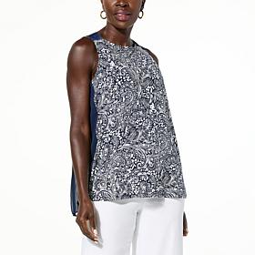 Nina Leonard Sleeveless Pleated-Back Top