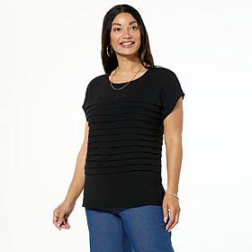 Nina Leonard Textured Wave Boatneck Top