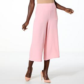 Nina Leonard Textured Wave Culotte Pant with Pockets