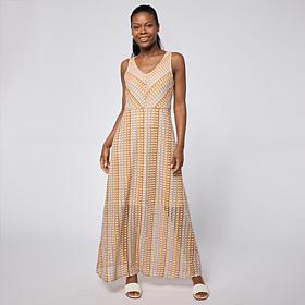 Nina Leonard V-Neck Sleeveless Novelty Knit Maxi Dress