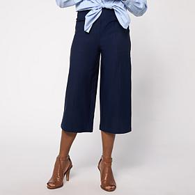 Nina Leonard Wide Leg Elastic Waist Crop Pant