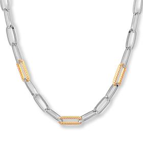 Nomination Italy Gemstone Accent Two-Tone Paperclip Link Necklace