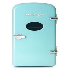 Nostalgia Retro 6-Can Cooling and Heating Refrigerator in Aqua