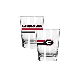 Official College Big Stripes 15 oz. Double Old Fashion 2pk - Georgia
