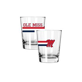Official College Big Stripes 15oz Double Old Fashion 2pk - Mississippi