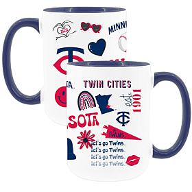 Official MLB 15oz Loco Design Inner Color Mug 2pk - Minnesota Twins