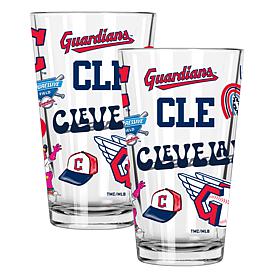 Official MLB 16 oz. Loco Design Pint Glass 2pk - Cleveland Guardians