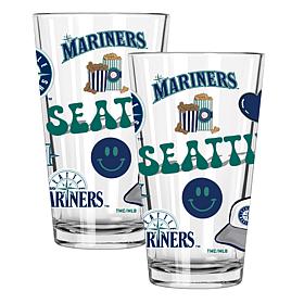 Official MLB 2-Pack 16oz Stainless Steel Pint Glasses Mariners