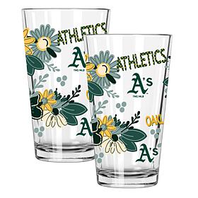 Official MLB 2-Pack 16oz Stainless Steel Pint Glasses Oakland