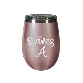 Officially Licensed MLB 12 oz. Rose Gold Wine Tumbler - Atlanta Braves