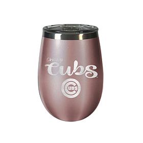 Officially Licensed MLB 12 oz. Rose Gold Wine Tumbler - Chicago Cubs