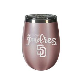 Officially Licensed MLB 12 oz. Rose Gold Wine Tumbler-San Diego Padres