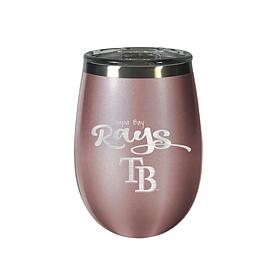Officially Licensed MLB 12 oz. Rose Gold Wine Tumbler - Tampa Bay Rays