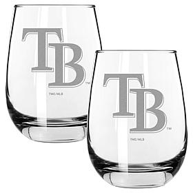 Officially Licensed MLB 16 oz. Stemless Wine Glass 2-pack - Rays