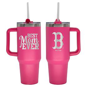 Officially-Licensed MLB  40oz Best Mom Ever Pink Tumbler, Red Sox