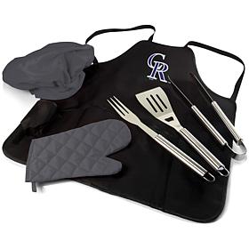 Officially Licensed MLB BBQ Apron Tote Grill Set - Colorado Rockies 
